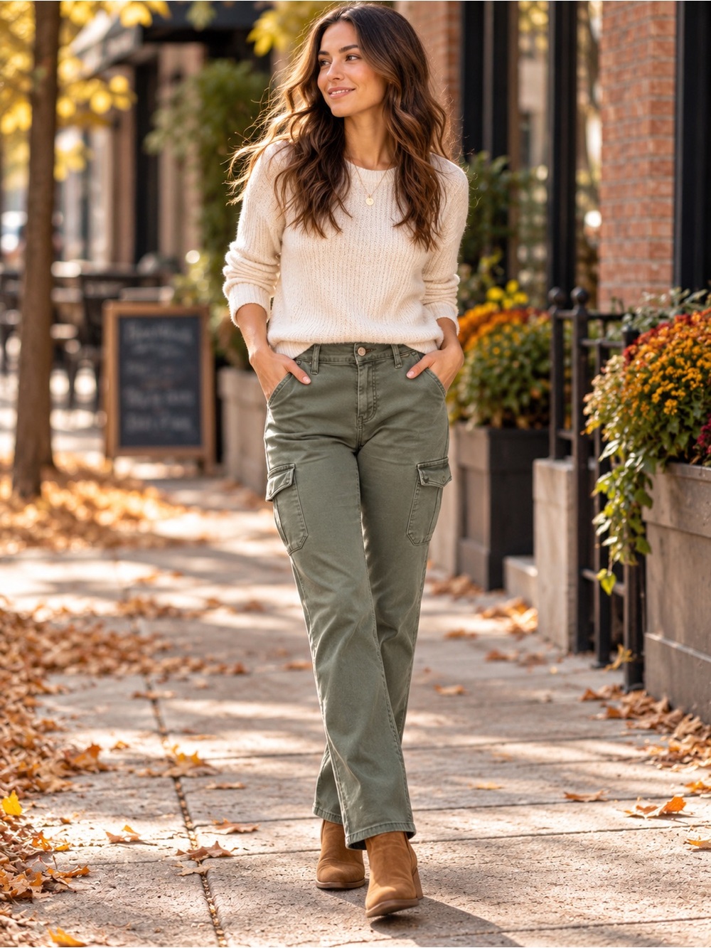 PAIGE Jolie Cargo Pants Womens 32 Olive Green Slim Straight Utility Stretch